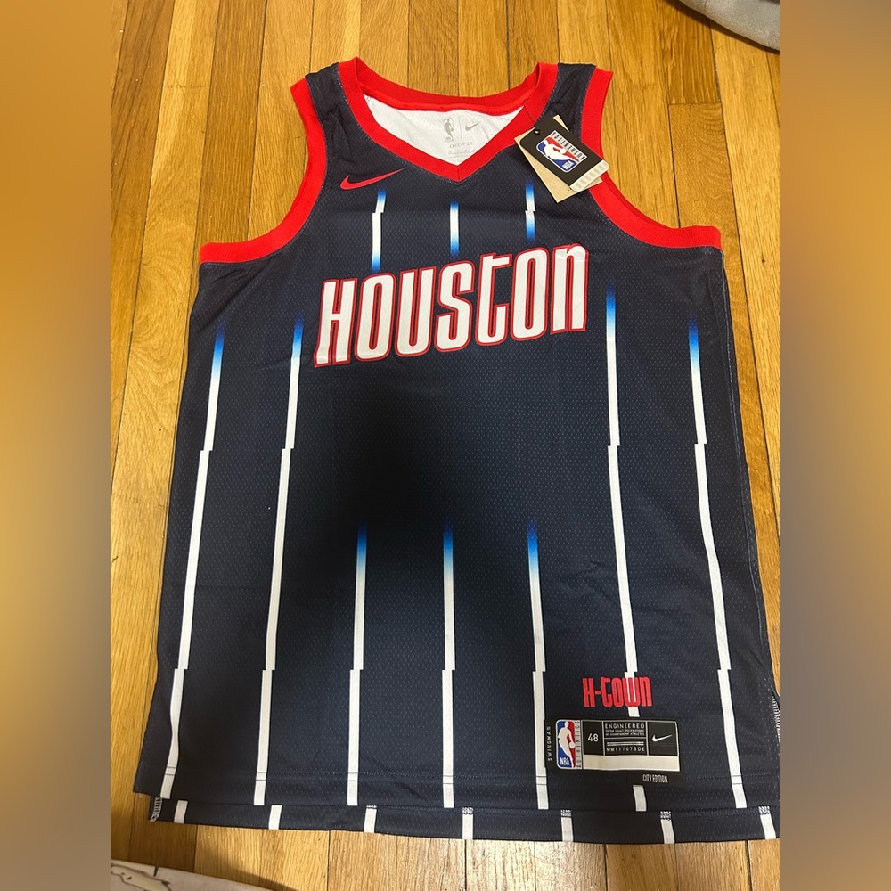 NBA Houston Rockets Black Red White Pinstripe Jersey